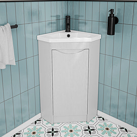 Monza White Ash Corner Floor Standing Vanity Unit