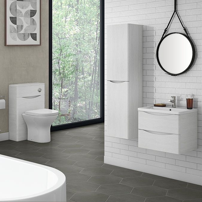 Monza White Ash 500mm Wide WC Unit (Depth 200mm)