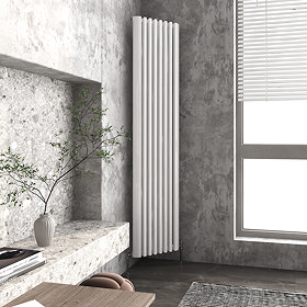 Monza White Corner Vertical Column Aluminium Radiator 1800 x 315mm Large Image