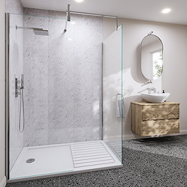 Monza White Granite PVC Shower Wall Panel 2400 x 1000mm