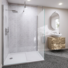 Monza White Granite PVC Shower Wall Panel 2400 x 1000mm