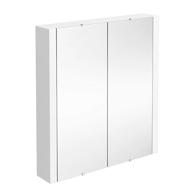 Monza White Minimalist Mirror Cabinet with 2 Doors W617 x D110mm Large Image