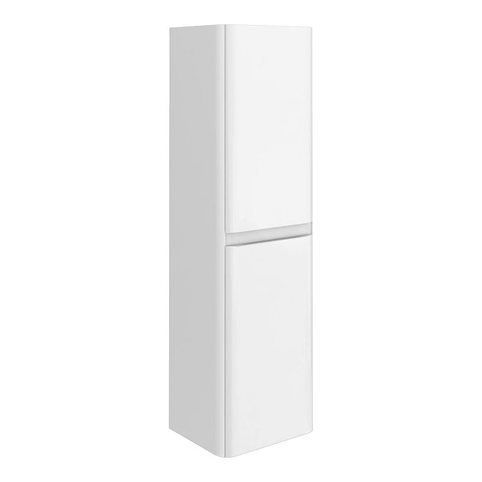 Moselle 1200 Gloss White Wall Hung 2 Door Tall Storage Unit Large Image