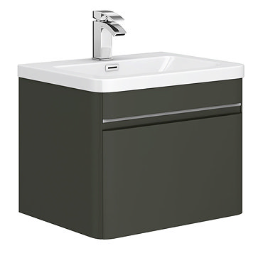 Moselle 600mm Gloss Grey Wall Hung 1 Drawer Vanity Unit Inc. Drawer Light  Profile Large Image