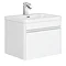 Moselle 600mm Gloss White Wall Hung 1 Drawer Vanity Unit Inc. Drawer Light Large Image