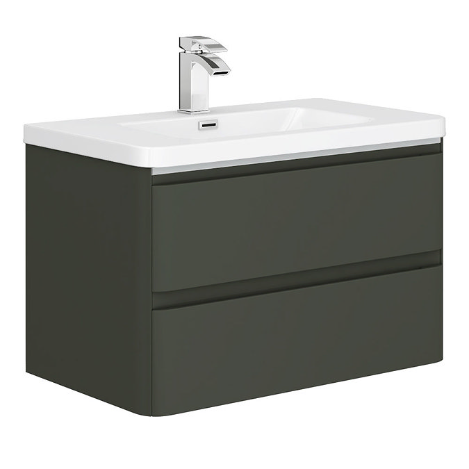 Moselle 800mm Gloss Grey Wall Hung 2 Drawer Vanity Unit Inc. Top Drawer Light Large Image