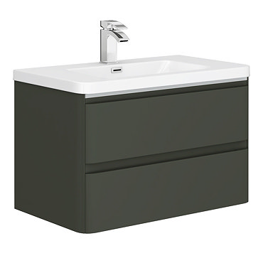Moselle 800mm Gloss Grey Wall Hung 2 Drawer Vanity Unit Inc. Top Drawer Light  Profile Large Image