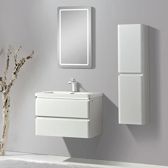 Moselle 800mm Gloss White Wall Hung 2 Drawer Vanity Unit Inc. Top Drawer Light  Feature Large Image