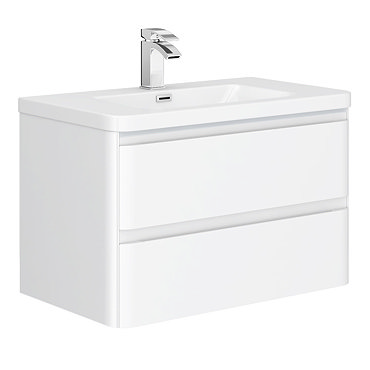 Moselle 800mm Gloss White Wall Hung 2 Drawer Vanity Unit Inc. Top Drawer Light  Profile Large Image