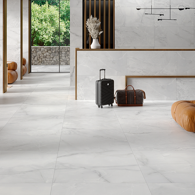 Mottola Pearl Satin Onyx Marble Effect Large format Tiles - 1000 x 1000mm