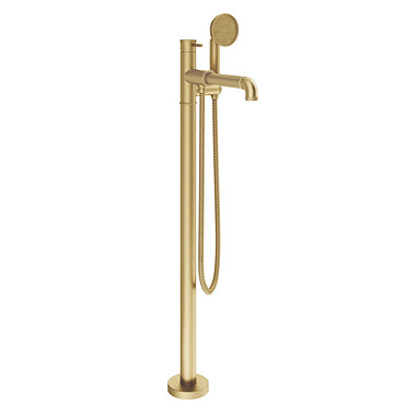 MPRO Industrial Bath Shower Mixer Floor Standing Brushed Brass - PRI416FUB  Profile Large Image