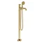 MPRO Industrial Bath Shower Mixer Floor Standing Brushed Brass - PRI416FUB Large Image