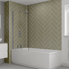 Multipanel Herringbone Tile Effect Bathroom Wall Panel 2400 x 598mm - Sage Green