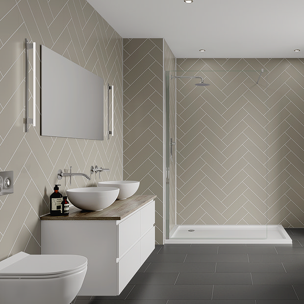 Multipanel Herringbone Tile Effect Bathroom Wall Panel 2400 x 598mm