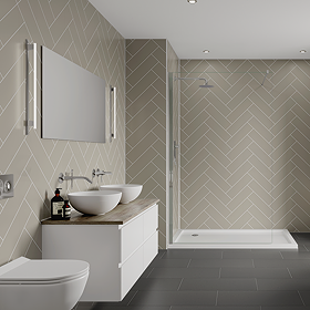 Multipanel Herringbone Tile Effect Bathroom Wall Panel 2400 x 598mm - Taupe Grey