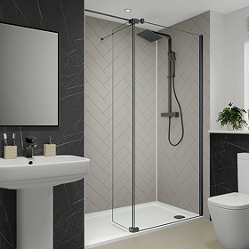 Multipanel Herringbone Tile Effect Bathroom Wall Panel 2400 x 598mm - White Grey