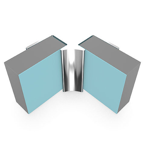 Multipanel Internal Corner Profile (Type A) - Polished Silver Large Image