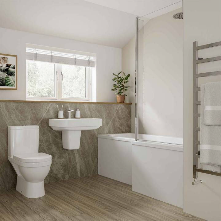 Multipanel Neutrals Collection Creamy White Bathroom Wall Panel Feature Large Image