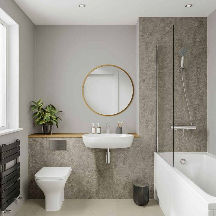 Multipanel Neutrals Collection Pebble Grey Bathroom Wall Panel Feature Large Image