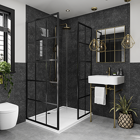 Multipanel Tile Effect Bathroom Wall Panel - Black Mineral
