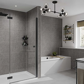 Multipanel Tile Effect Grey Mineral H2400 x W598mm Bathroom Wall Panel - Hydrolock Tongue and Groove