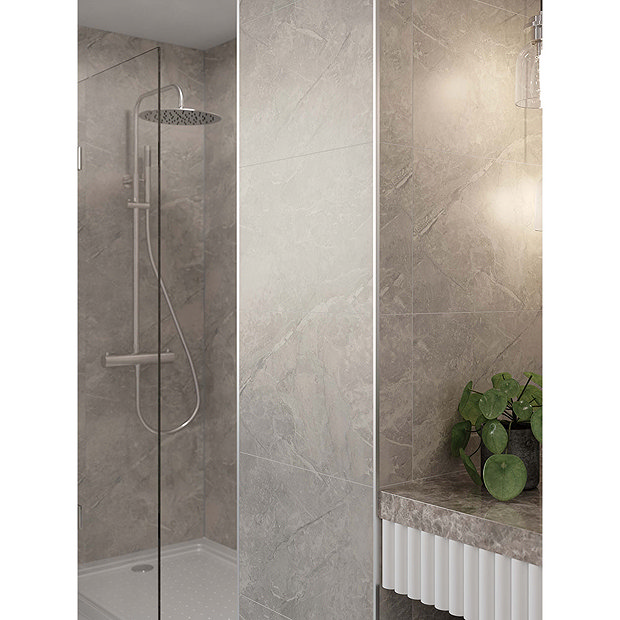 Multipanel Tile Effect Valmasino Marble H2400 x W598mm Bathroom Wall Panel - Hydrolock Tongue and Groove  Standard Large Image