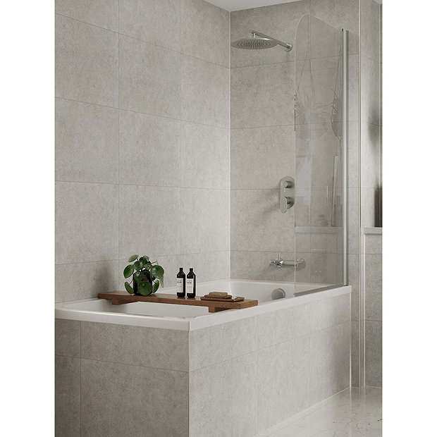 Multipanel Tile Effect White Mineral H2400 x W598mm Bathroom Wall Panel - Hydrolock Tongue and Groove  Feature Large Image