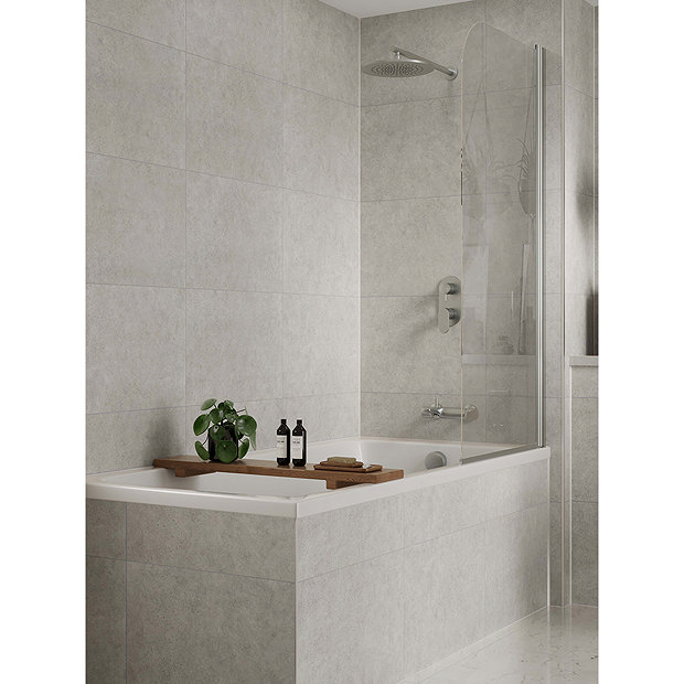 Multipanel Tile Effect White Mineral H2400 x W598mm Bathroom Wall Panel