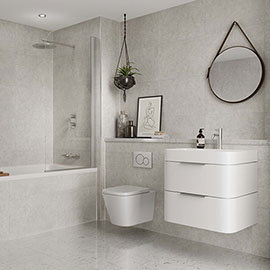 Multipanel Tile Effect White Mineral H2400 x W598mm Bathroom Wall Panel - Hydrolock Tongue and Groov