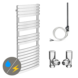 Murano 490 x 1200mm Curved Heated Towel Rail (incl. Valves + Electric Heating Kit) Medium Image
