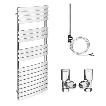 Murano 490 x 1200mm Curved Heated Towel Rail (incl. Valves + Electric Heating Kit)  Profile Large Im