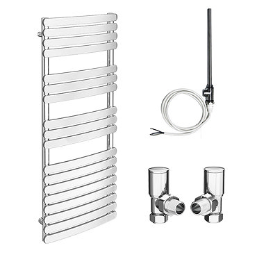 Murano 490 x 1200mm Curved Heated Towel Rail (incl. Valves + Electric Heating Kit)  Profile Large Im