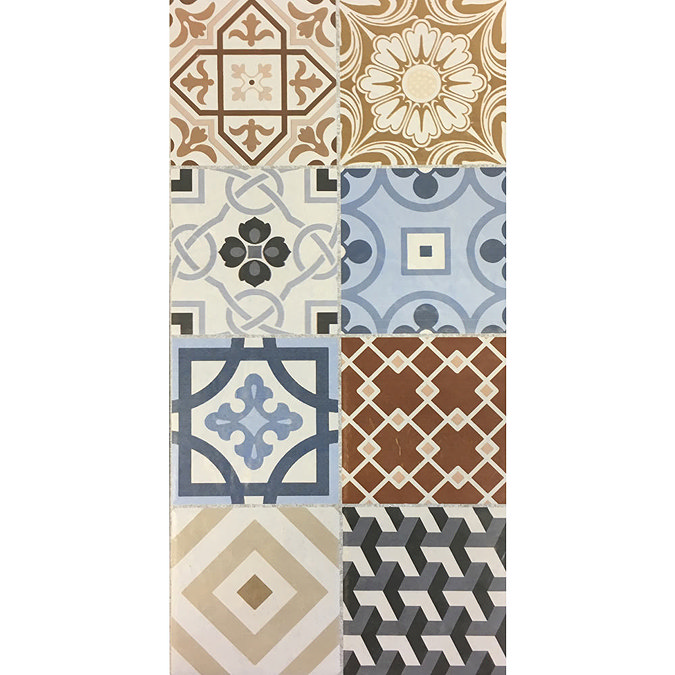 Murcia Encaustic Effect Wall and Floor Tiles - 257 x 515mm  Standard Large Image
