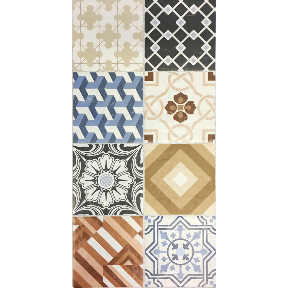 Murcia Encaustic Effect Wall and Floor Tiles - 257 x 515mm