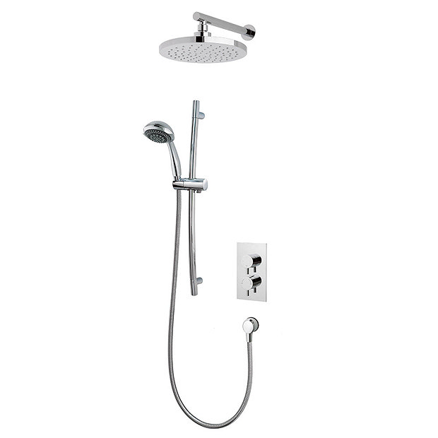 MX Atmos Select Round 3 Way Thermostatic Concentric Mixer Valve with Riser Rail & Overhead HLI