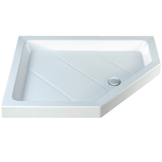 MX Classic Flat Top RH Polyester Gel Coated Offset Pentangle Shower Tray Large Image