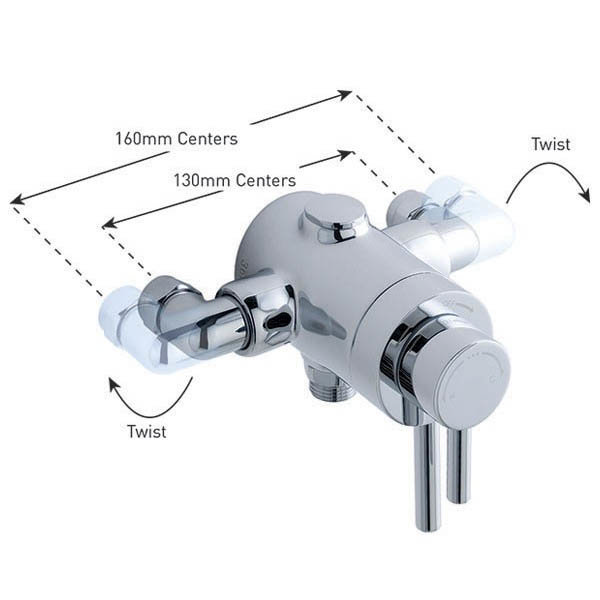 MX Options Petite Concealed/Exposed Thermostatic Concentric Mixer Valve - HL8 Feature Large Image
