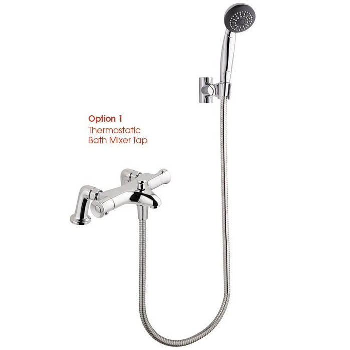 MX Options Thermostatic Deck/Wall Mounted Bath Mixer Tap with Kit - HN9  Profile Large Image