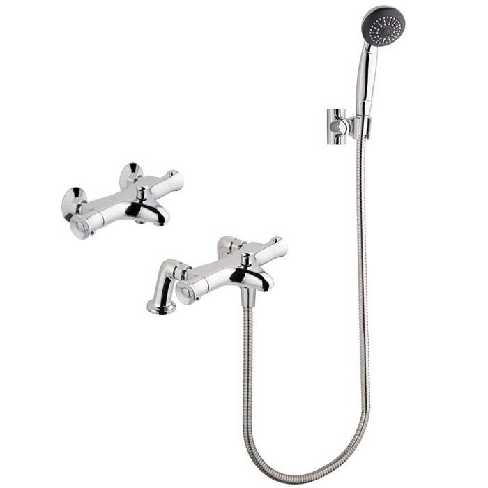 MX Options Thermostatic Deck/Wall Mounted Bath Mixer Tap with Kit - HN9 Large Image