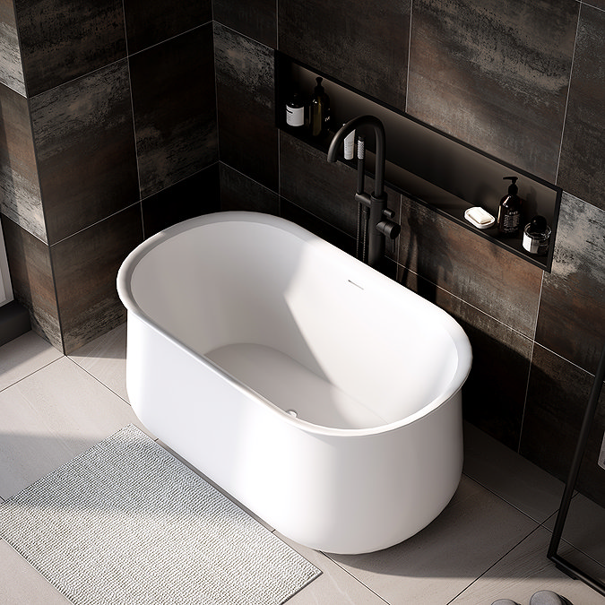 Mylo Modern Compact Bath with Chrome Waste - 1300 x 740mm