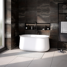 Mylo Modern Compact Bath with Chrome Waste - 1300 x 740mm