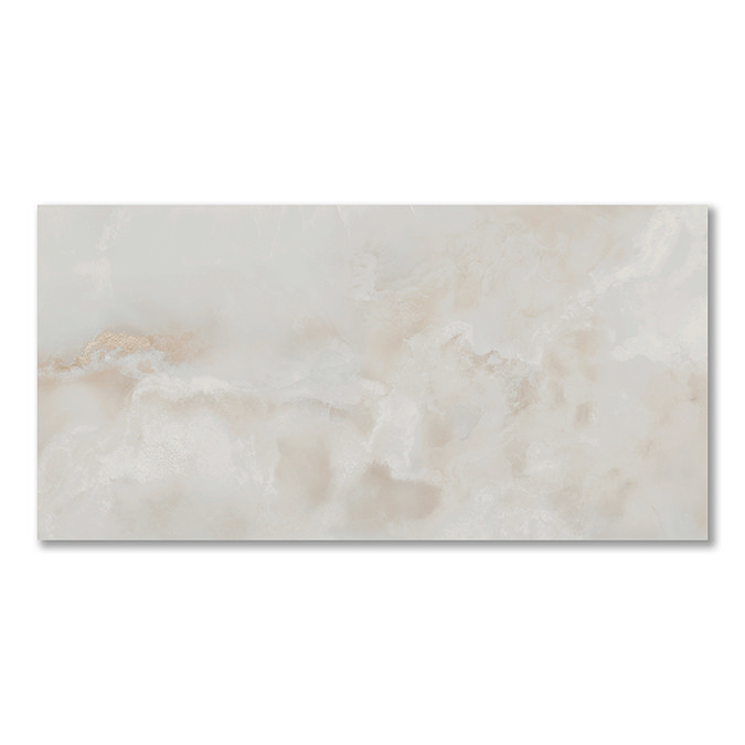 Naro Large Format Cream Polished Onyx Marble Effect Tiles - 600 x 1200mm