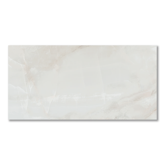 Naro Large Format White Polished Onyx Marble Effect Tiles - 600 x 1200mm