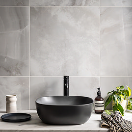 Naro Pearl Polished Onyx Marble Effect Tiles - 600 x 600mm