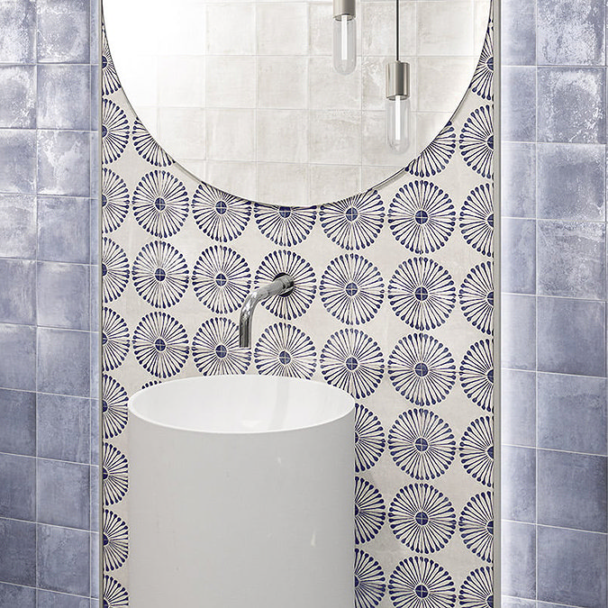 Nasrid Rustic Floral Patterned Gloss Wall Tiles 150 x 150mm
