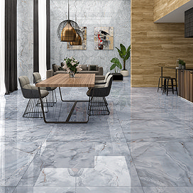 Natana Grey Gloss Marble Effect Floor Tiles - 600 x 600mm