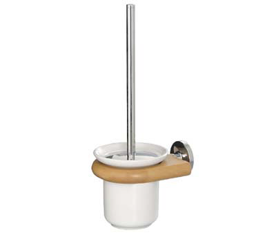 Natural Beech & Chrome Toilet Brush Holder - 1600848 Large Image