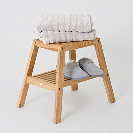 Natural Oak Slatted Bathroom Stool Large Image