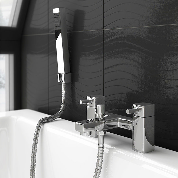 Neo Minimalist Basin and Bath Shower Mixer Taps - Chrome  Standard Large Image