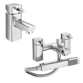Neo Minimalist Basin and Bath Shower Mixer Taps - Chrome